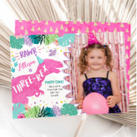 Three-Rex Pink Dinosaur Girl Third 3rd Birthday