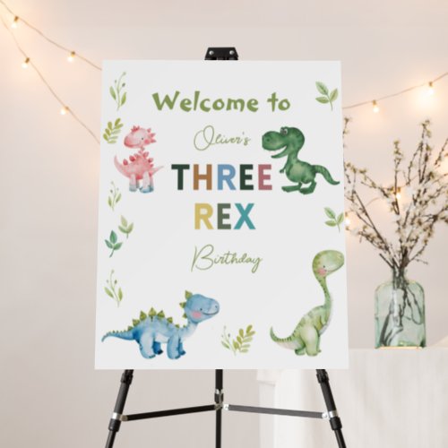 Three Rex third birthday party welcome Foam Board