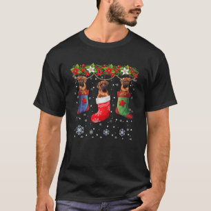 Three Rhodesian Ridgeback Dog In Sock Christmas Sa T-Shirt