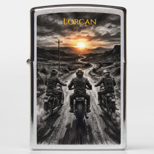 Three Riders Desert Highway Sunset Biker  Zippo Lighter
