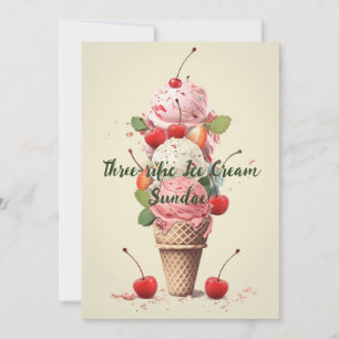 Three-rific Ice Cream Sundae Birthday Card