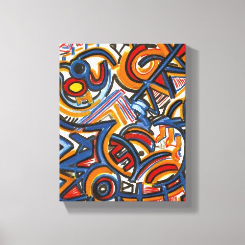 Three Ring Circus-Abstract Art Hand Painted Canvas Print