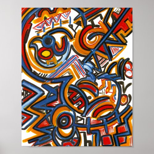 Three Ring Circus _ Abstract Art Hand Painted Poster
