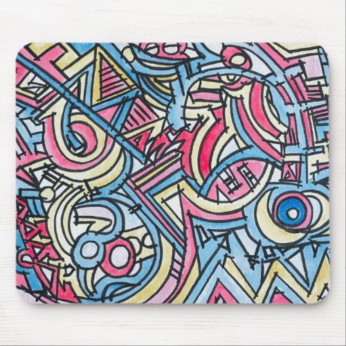 Three Ring Circus_Hand Painted Modern Art Mouse Pad
