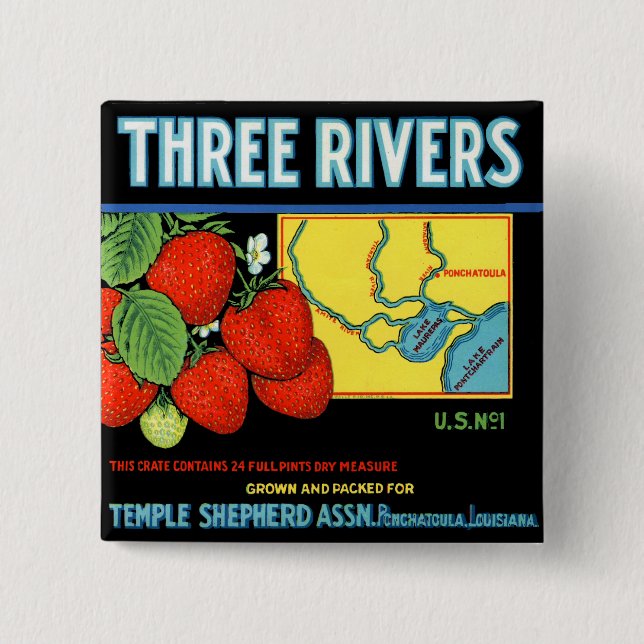 Three Rivers Strawberries Button (Front)