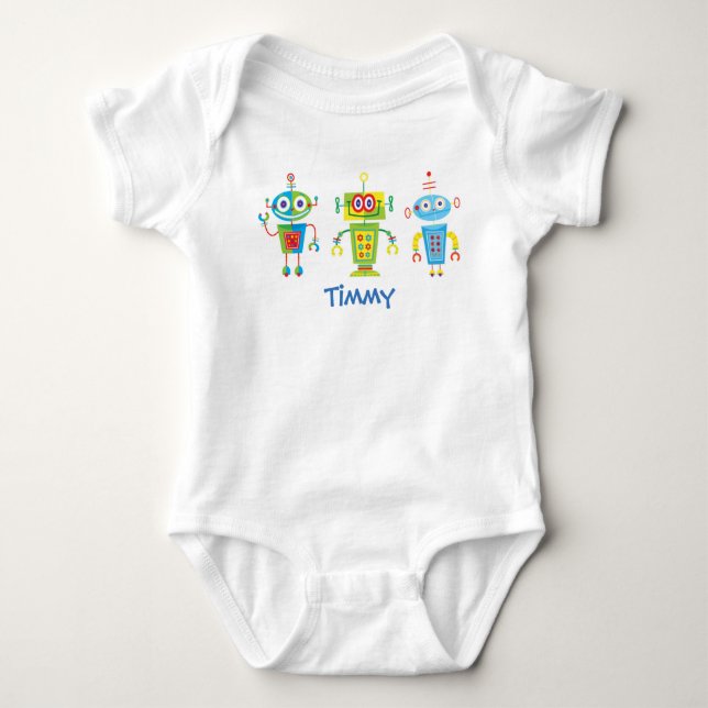 Three Robots Baby Bodysuit (Front)
