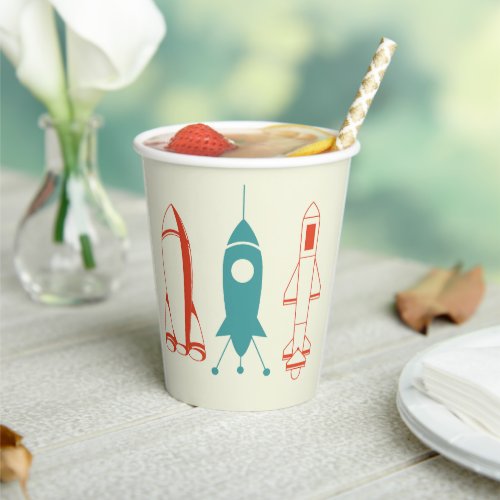 Three Rockets For Space Travel Paper Cups