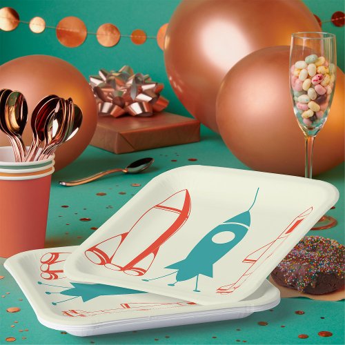 Three Rockets For Space Travel Paper Plates