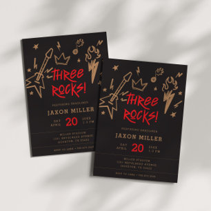 Three Rocks Kids' Metal Rock N Roll 3rd Birthday Invitation