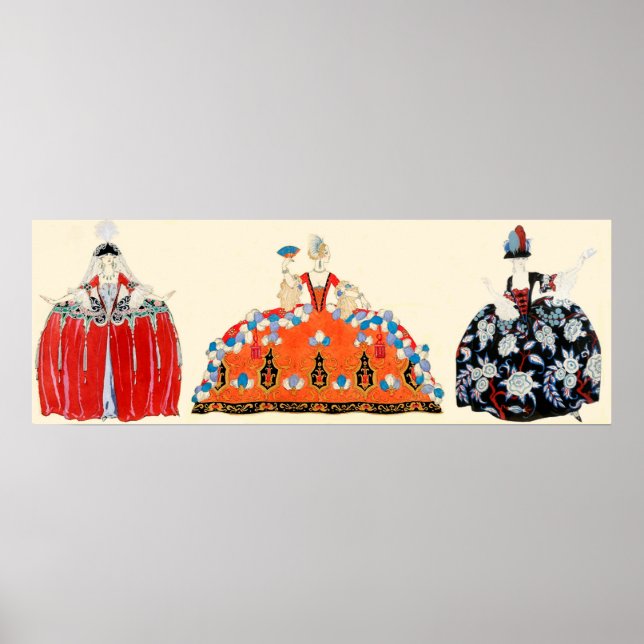 THREE ROCOCO LADIES,BEAUTY,FASHION COSTUME DESIGN POSTER (Front)