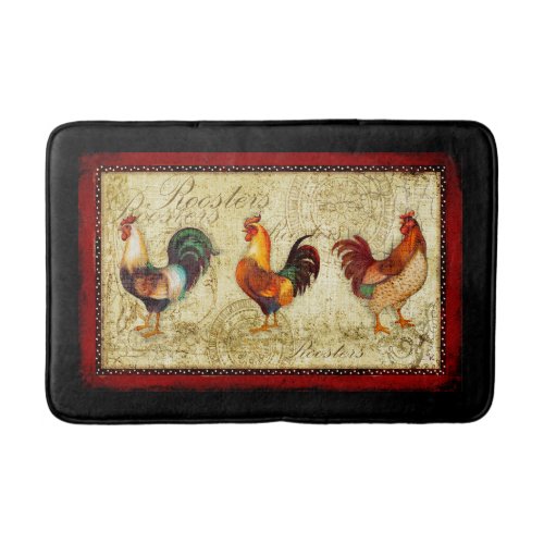 Three Roosters Bathroom Mat