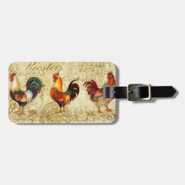 Three Roosters Luggage Tag (Front Horizontal)