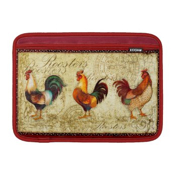 Three Roosters Macbook Sleeve by AuraEditions at Zazzle