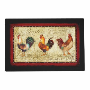 Three Roosters Placemat by AuraEditions at Zazzle