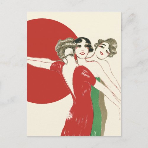 THREE ROSES Art Deco Ladies CHRISTMAS HOLIDAY