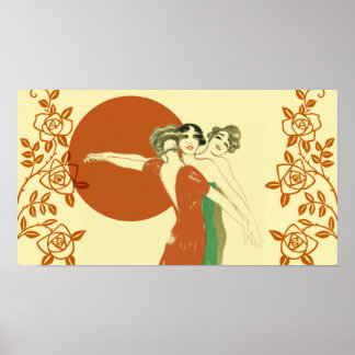 THREE ROSES, Art Deco Ladies: SUMMER SUNSHINE Poster