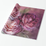 Three Roses Burgundy Art Gift Wrap