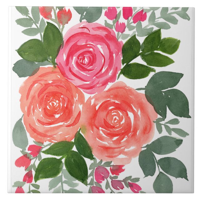 THREE ROSES CERAMIC TILE (Front)