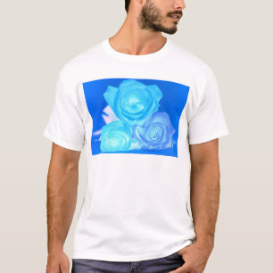 Three roses, glowing inverted blue color T-Shirt