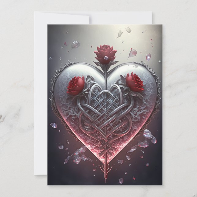 Three Roses Metallic Ionic Valentine Card (Front)