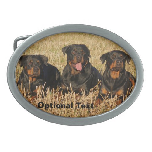 Three Rottweiler Dogs _ Pack of Rotties Belt Buckle