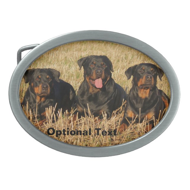 Three Rottweiler Dogs - Pack of Rotties Belt Buckle (Front)