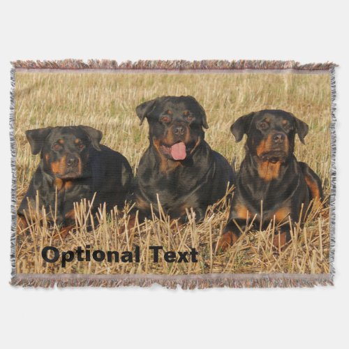 Three Rottweiler Dogs _ Pack of Rotties Throw Blanket