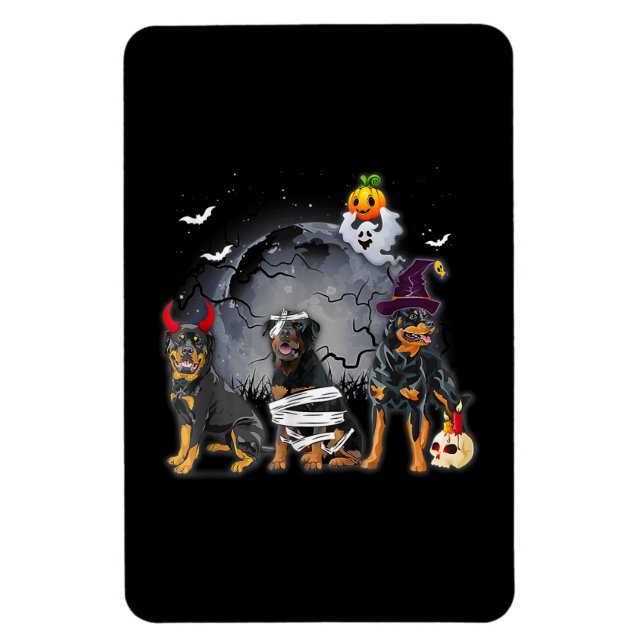 Three Rottweilers Satan Witch Mummy Halloween Cost Magnet (Vertical)