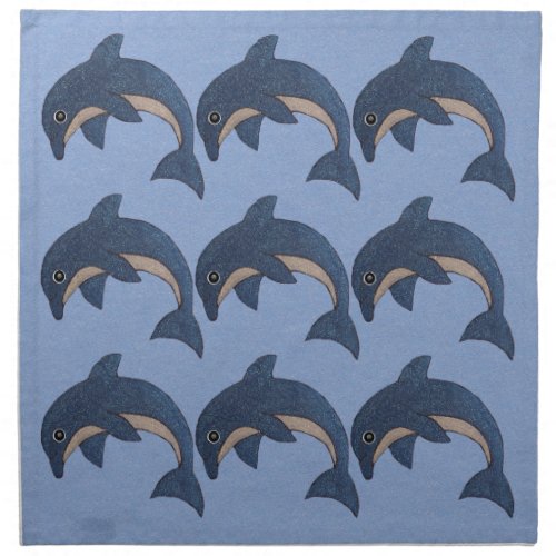 three Rows Fun sparkle Like Blue White Dolphins Napkin