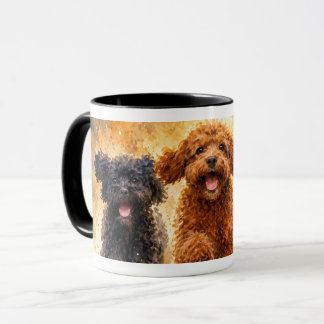 Three Running Poodles Watercolor Art Cute Dog Mug