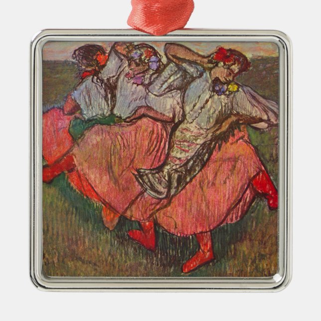 Three Russian Dancers by Edgar Degas Metal Ornament (Front)