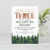 Three Rustic Wood Boys 3rd Birthday  Invitation (Standing Front)