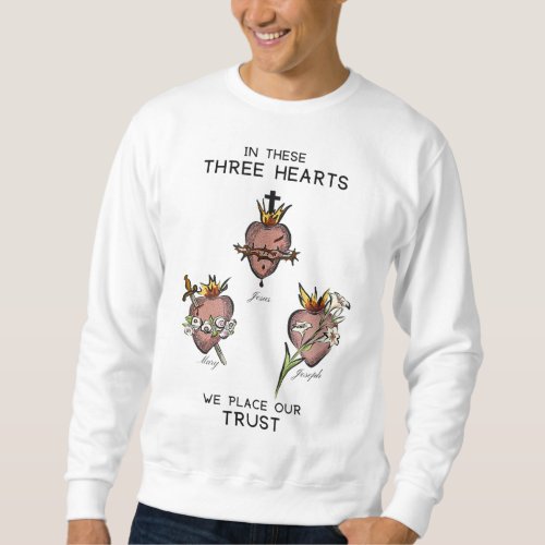 Three Sacred Hearts of Jesus Mary Joseph JMJ Cat Sweatshirt