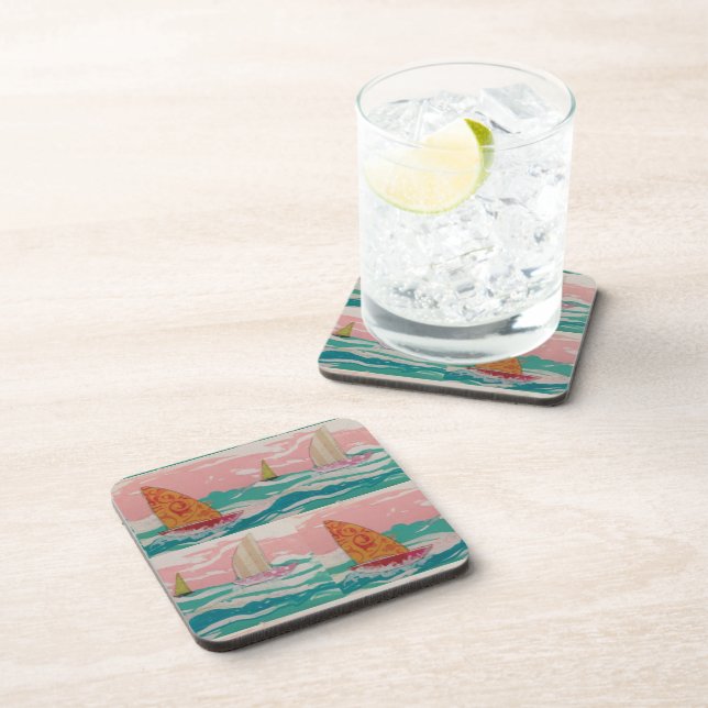 Three Sailboats Beverage Coaster (Right Side)