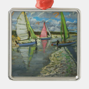 Three Sailboats Bray Dunes France Metal Ornament