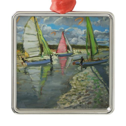 Three Sailboats Bray Dunes France Metal Ornament