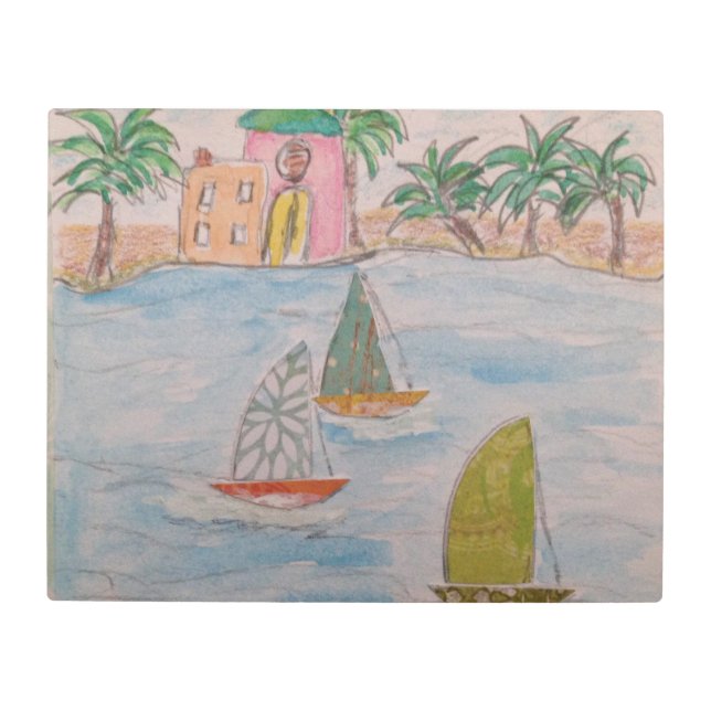 Three Sailboats  Metal Print (Front)