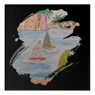 Three Sailboats Paint Swatch Acrylic Print