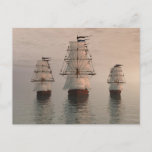 Three Sailing Ships Postcard