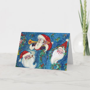THREE SANTA / CHRISTMAS NIGHT HOLIDAY CARD