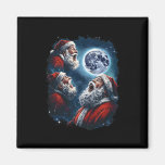 Three Santa Claus Moon Howling Funny Christmas Hol Magnet