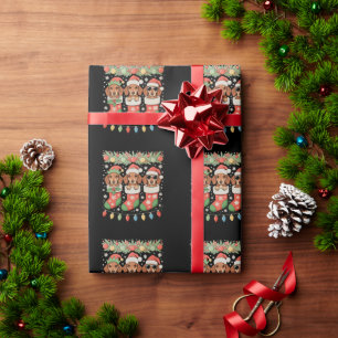 Three Santa Elf Dachshunds Christmas Socks Funny Wrapping Paper