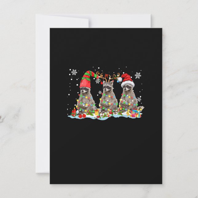 Three Santa ELF Reindeer Raccoon Christmas Light X Invitation (Front)