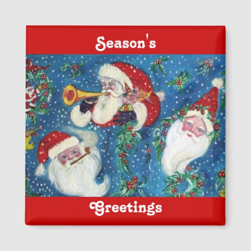 THREE SANTA MAGNET