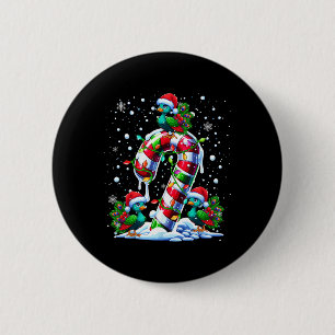 Three Santa Peas On Candy Cane Christmas Kids Todd Button