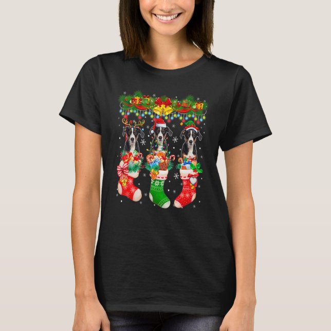 Three Santa Reindeer Elf Appenzeller Sennenhunds X T-Shirt (Front)