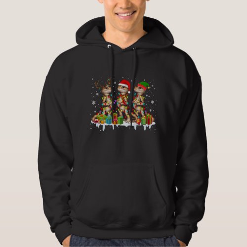 Three Santa Reindeer Elf Bearded Dragon Christmas  Hoodie