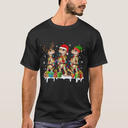 Three Santa Reindeer Elf Bearded Dragon Christmas  T_Shirt