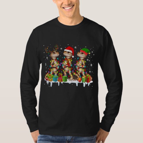 Three Santa Reindeer Elf Bearded Dragon Christmas  T_Shirt