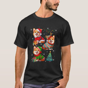 Three Santa Reindeer Elf Corgis Wearing Sweater Ow